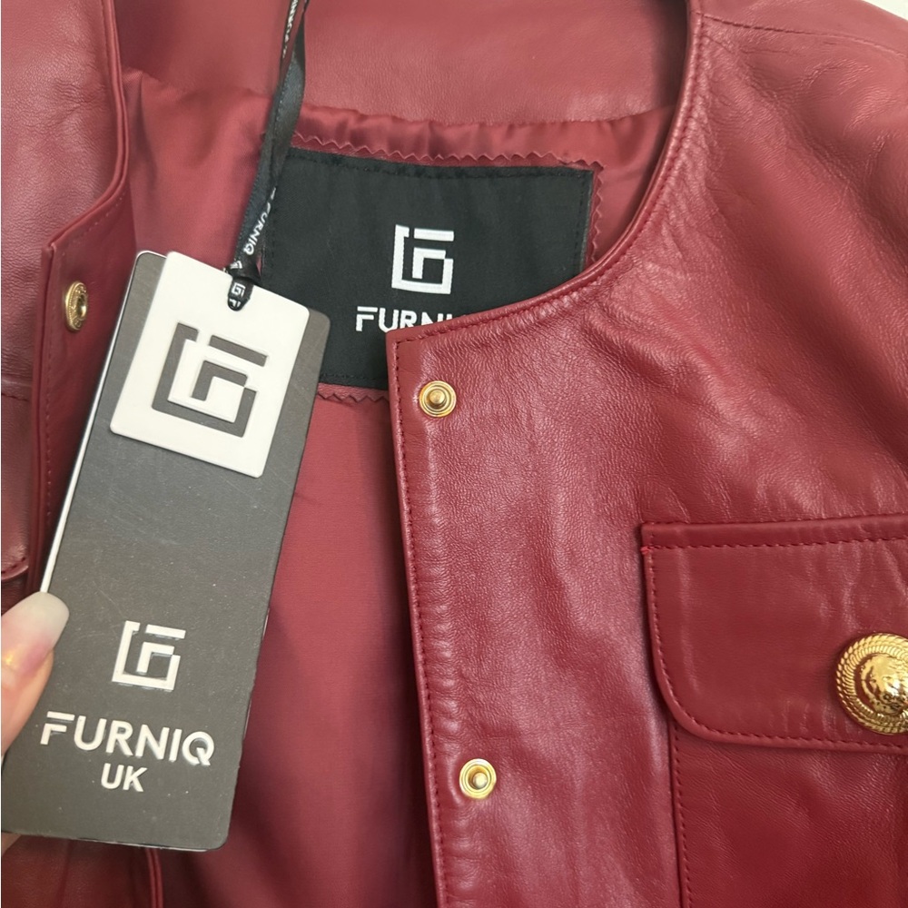 Furniq Red Leather Jacket (REAL Leather)